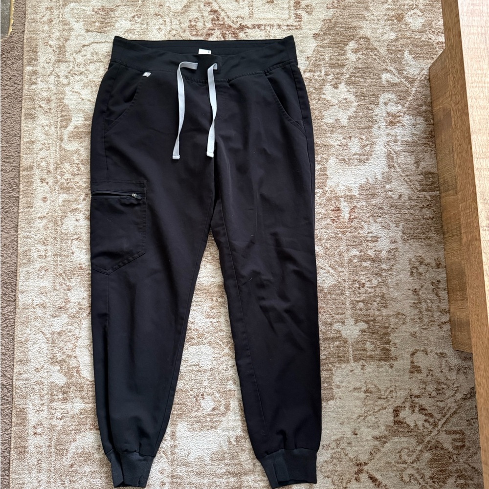 Figs Black woman Joggers with White Drawstring